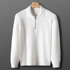 Pull En Maille À Rayures Avec Demi-Zip Et Coupe Ajustée Pour Homme | Idéal Pour Le Quotidien