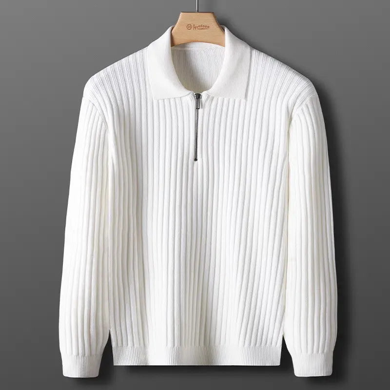 Pull En Maille À Rayures Avec Demi-Zip Et Coupe Ajustée Pour Homme | Idéal Pour Le Quotidien