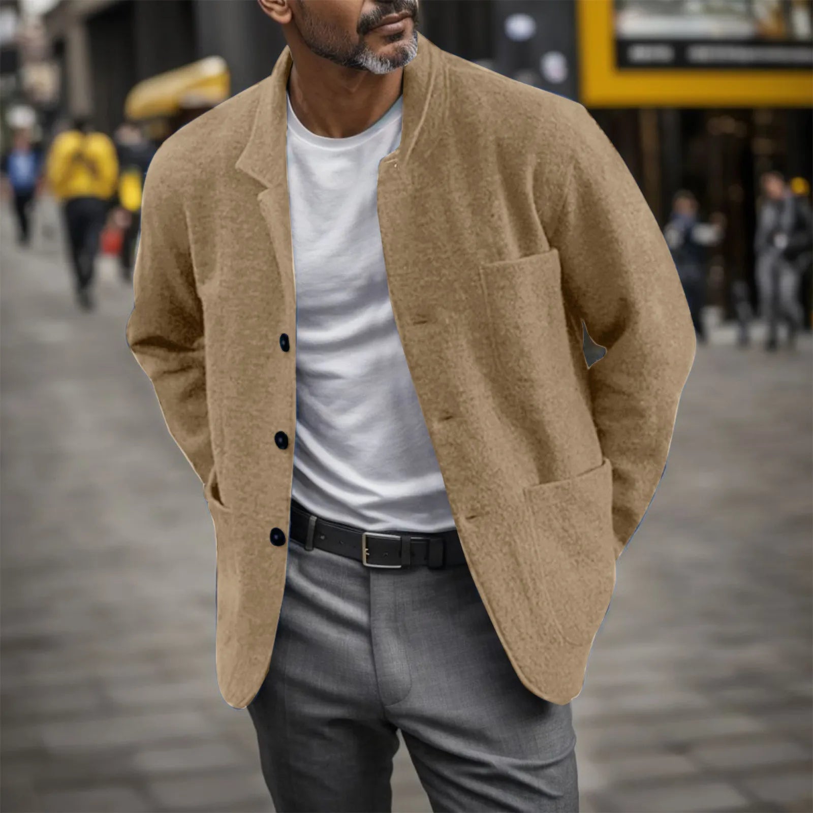 Veste À Boutons Avec Col Classique Et Poches Plaquées Pour Homme | Idéale Pour La Mi-Saison