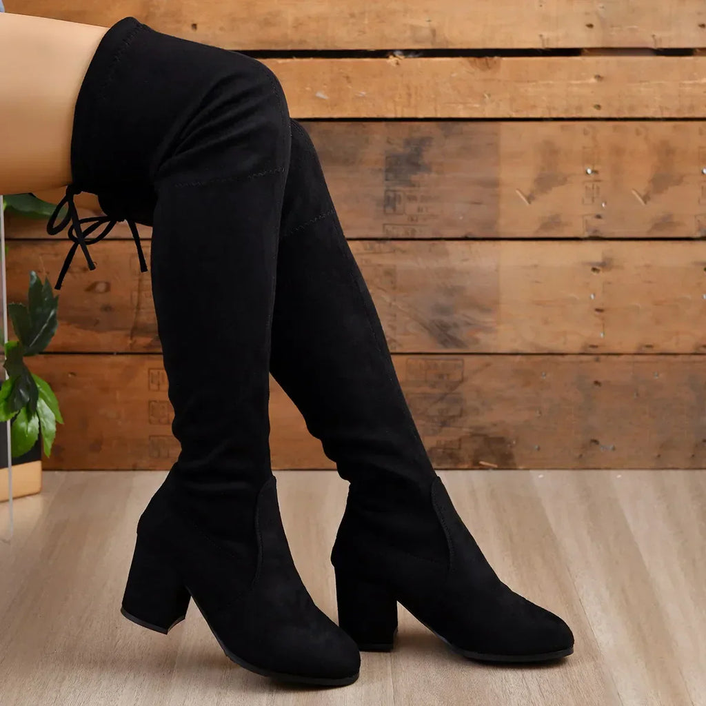 Bottes au-Dessus du Genou avec Talon Bloc pour Femme | Idéal pour Usage Quotidien