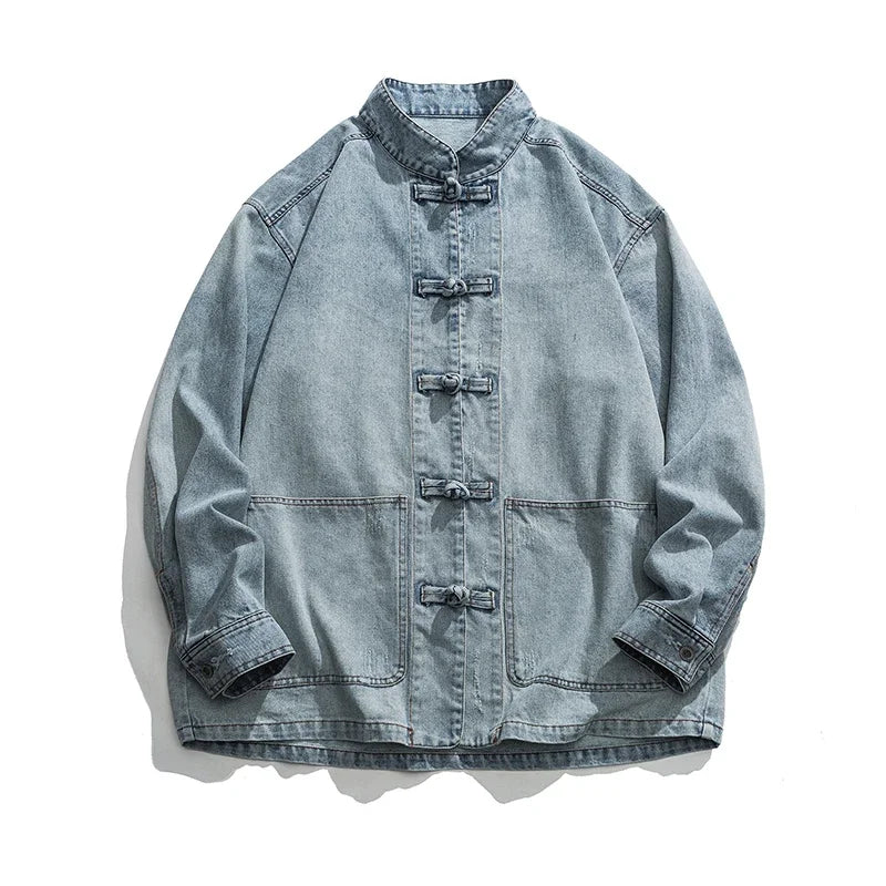 Chemise Boutonnée avec Col Mandarine et Poches Frontales pour Homme | Idéale pour Tenues Quotidiennes