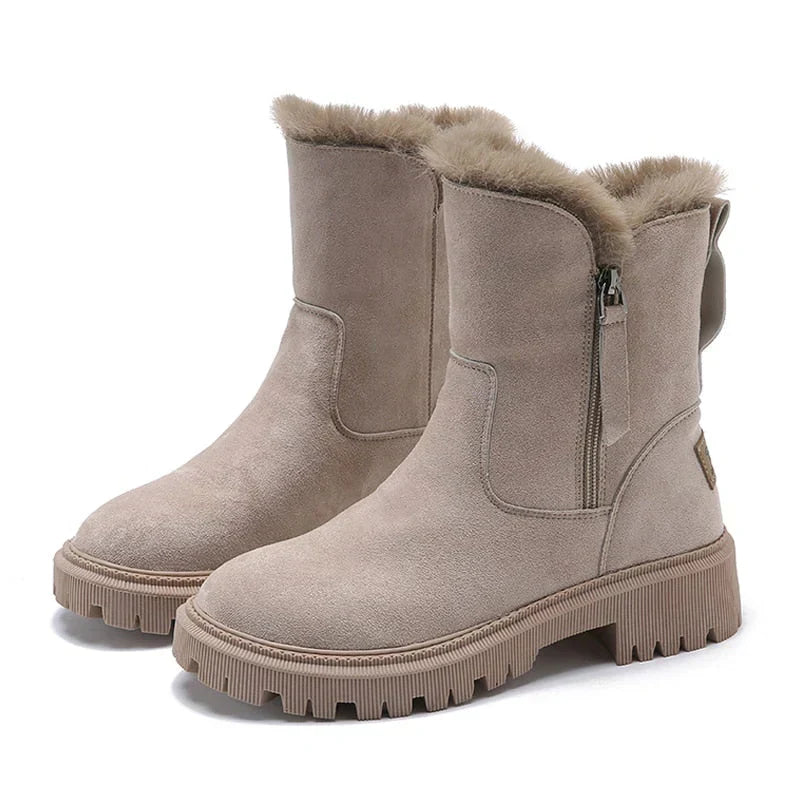 Bottes de Neige Montantes avec Semelle Structurée pour Femmes | Idéal pour l’Hiver