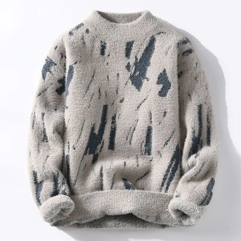 Pull pour Homme avec Motif Abstrait et Col Rond | Idéal pour l’Hiver