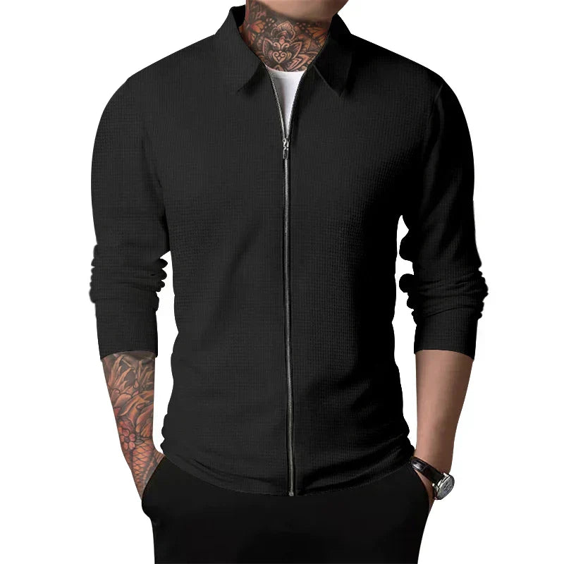 Veste Zippée À Manches Longues Avec Col Structuré Pour Homme | Idéale Pour Un Usage Quotidien Et Professionnel