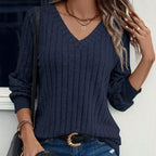 Sweatshirt À Col En V Pour Femme À Manches Longues | Idéal Pour Saison Froide