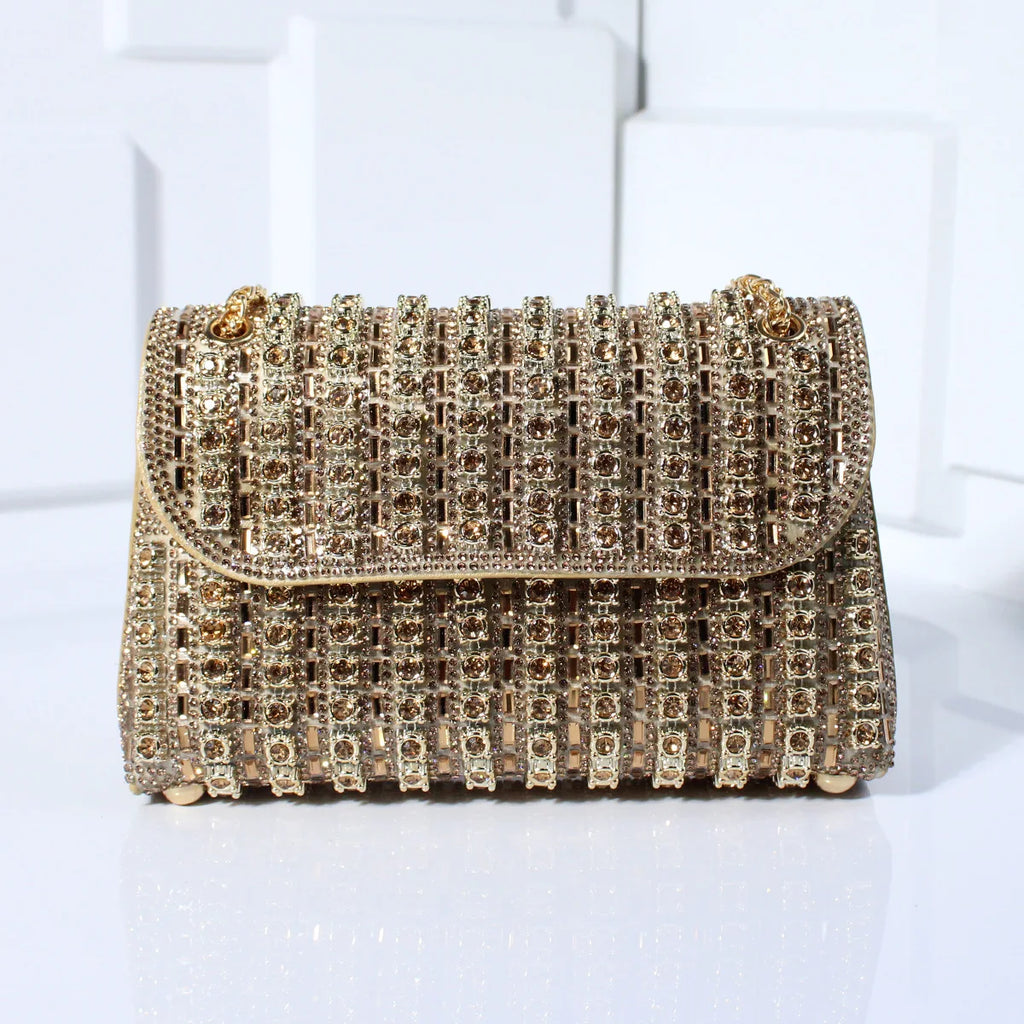 Mini Sac avec Strass et Chaîne Dorée pour Femme | Idéal pour les Soirées