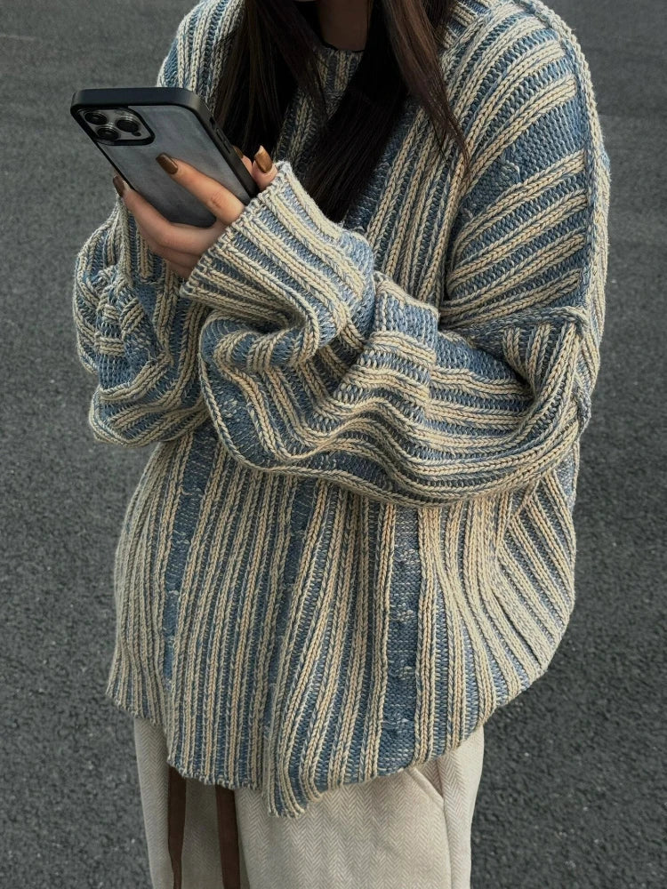Pull À Rayures avec Coupe Oversize pour Femme | Idéal pour Un Usage Quotidien