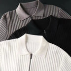 Pull En Maille À Rayures Avec Demi-Zip Et Coupe Ajustée Pour Homme | Idéal Pour Le Quotidien