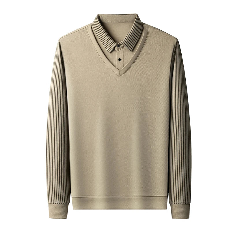 Pull Effet Superposé Avec Col Chemise Intégré Pour Homme | Idéal Pour Le Bureau Et Les Sorties