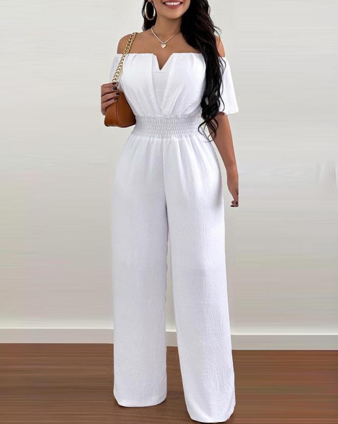 Combinaison Épaules Dénudées Avec Taille Élastique Pour Femme | Idéal Pour Sorties Décontractées Et Usage Quotidien