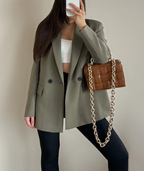 Blazer Croisé Avec Col À Revers Pour Femme | Idéal Pour Le Travail Ou Les Occasions Décontractées