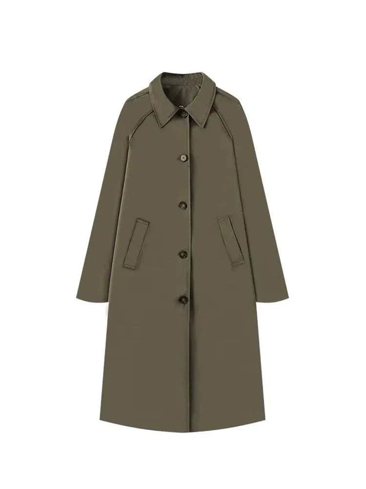 Trench-Coat Avec Fermeture Boutonnée Et Doublure À Carreaux Pour Femme | Idéal Pour Mi-Saison