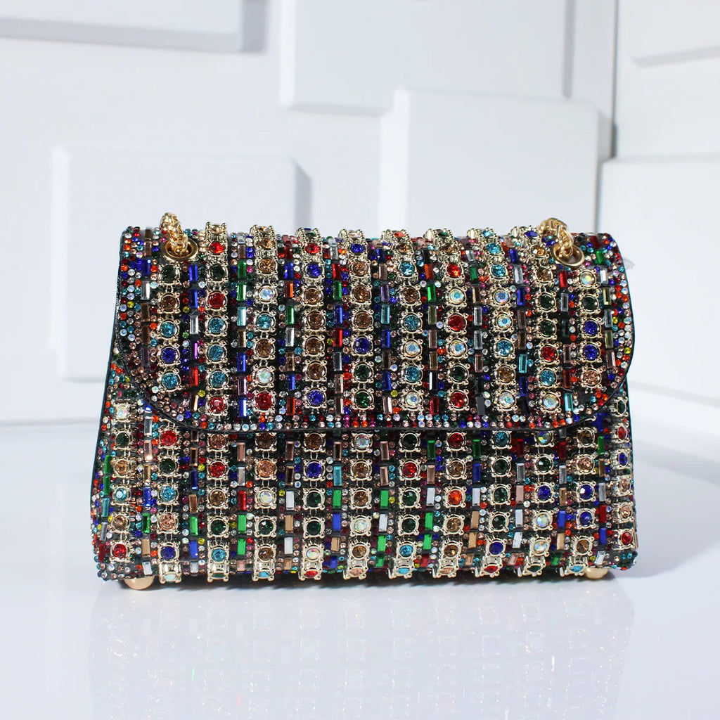 Mini Sac avec Strass et Chaîne Dorée pour Femme | Idéal pour les Soirées