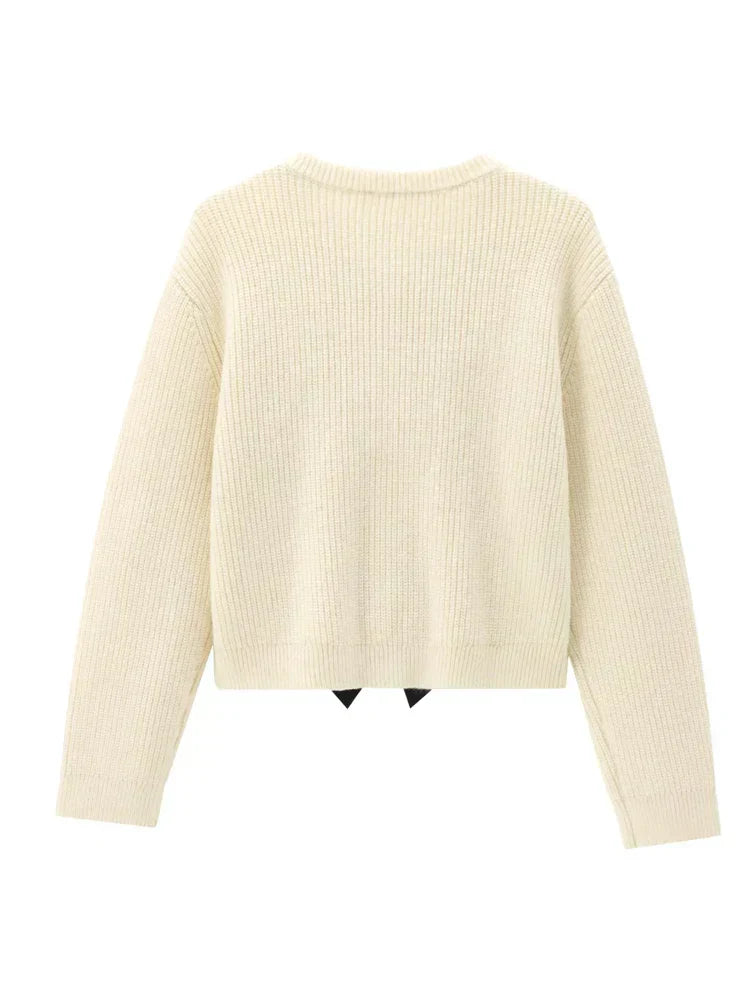 Pull Avec Détail Nœud Et Col Rond Pour Femmes | Idéal Pour Le Quotidien