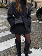 Manteau Court à Boutonnage Simple avec Ceinture pour Femme | Idéal pour l’Automne et l’Hiver