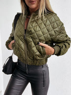 Veste Puffer Courte Matelassée Avec Fermeture Zippée Pour Femme | Idéale Pour La Saison Froide Et Les Activités Quotidiennes