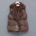 Gilet Matelassé à Col Imitation Fourrure pour Femme | Idéal pour la Saison Froide