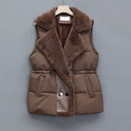 Gilet Matelassé à Col Imitation Fourrure pour Femme | Idéal pour la Saison Froide