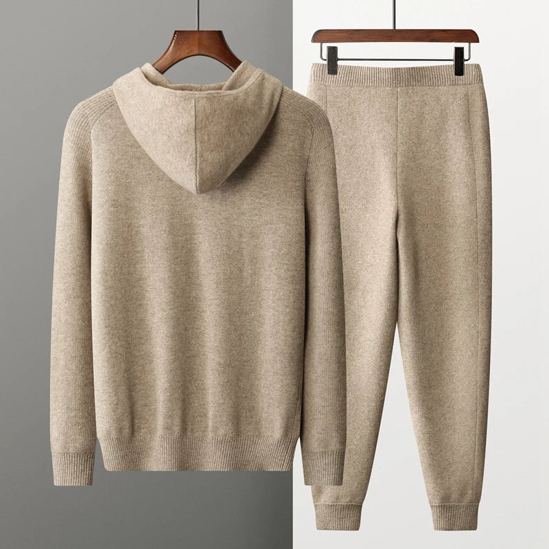 Ensemble survêtement unisexe Coupe Décontractée avec Sweat à Capuche Zippé et Pantalon à Bords‑Côtes | Idéal Toute Saison