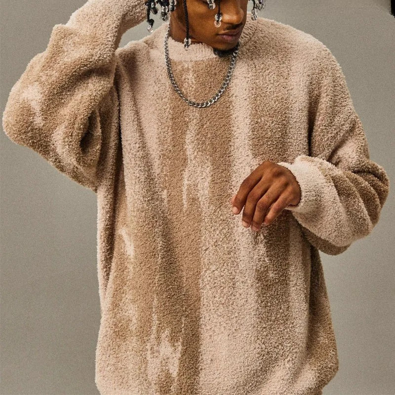 Pull En Maille À Motif Abstrait Avec Finitions Côtelées Pour Homme | Idéal Pour Usage Quotidien