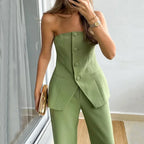 Ensemble Top Et Pantalon Sans Manches À La Coupe Décontractée Pour Femmes | Idéal Pour Une Tenue Décontractée