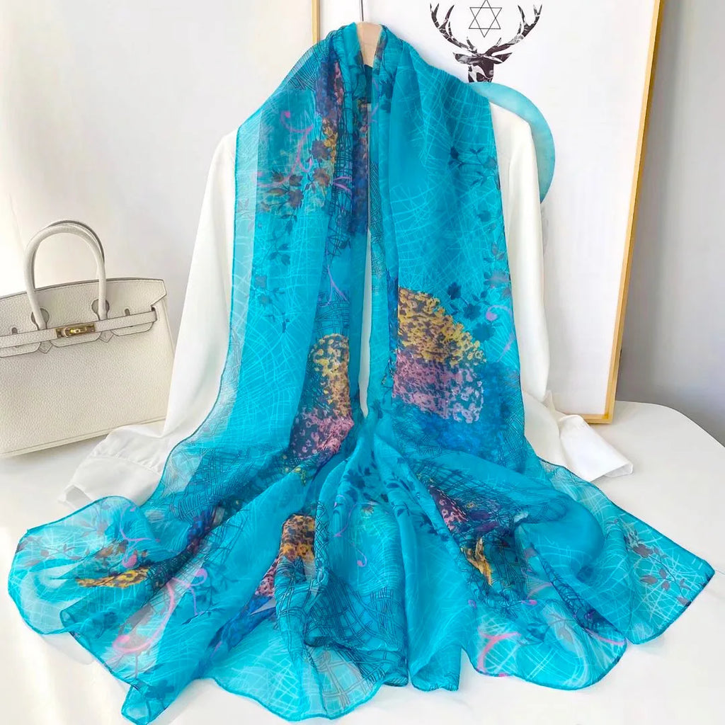 Écharpe Légère À Motif Paysage Pour Femmes | Idéale Pour Le Printemps Et L’Été