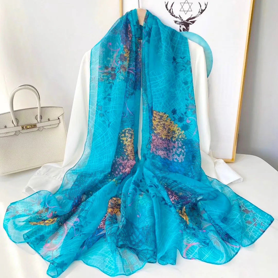 Écharpe Légère À Motif Paysage Pour Femmes | Idéale Pour Le Printemps Et L’Été