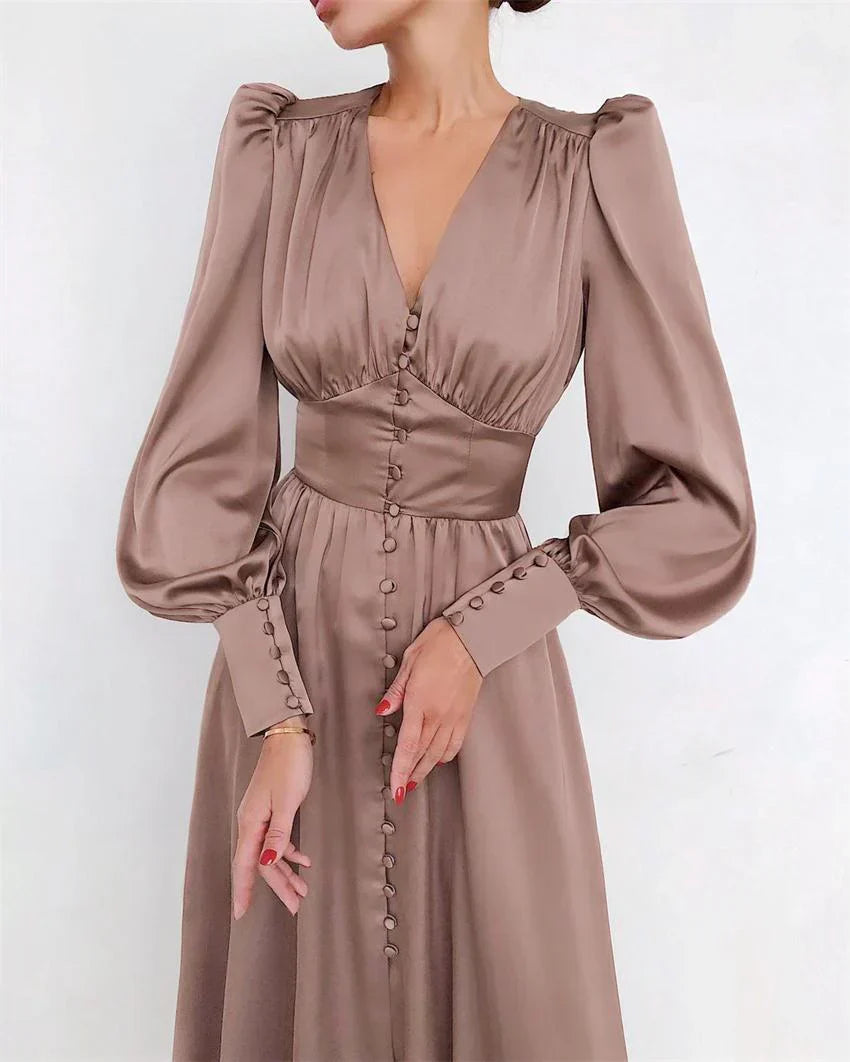 Robe Avec Manches Lanternes Et Coupe A Pour Femmes | Adaptée Aux Tenues Quotidiennes