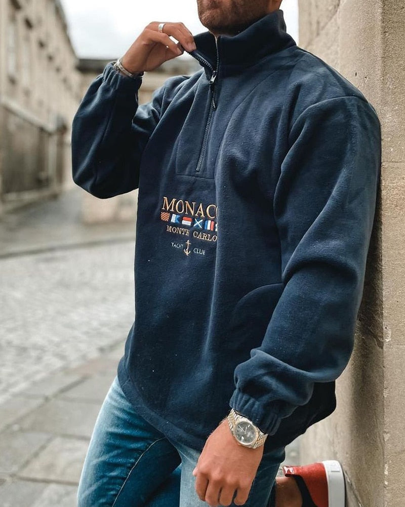 Pull-Over Zippé Homme à Coupe Fonctionnelle pour Usage Quotidien | Idéal pour la Mi-Saison