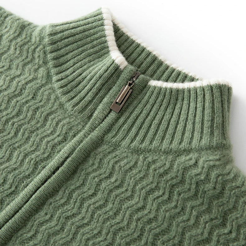 Pull En Maille Avec Col Demi-Zip Et Détails Côtelés En Zigzag Pour Homme | Idéal Pour La Superposition Quotidienne