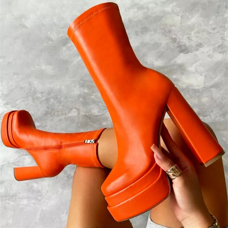 Bottines à Plateforme avec Talon Haut pour Femmes | Idéal pour Usage Quotidien