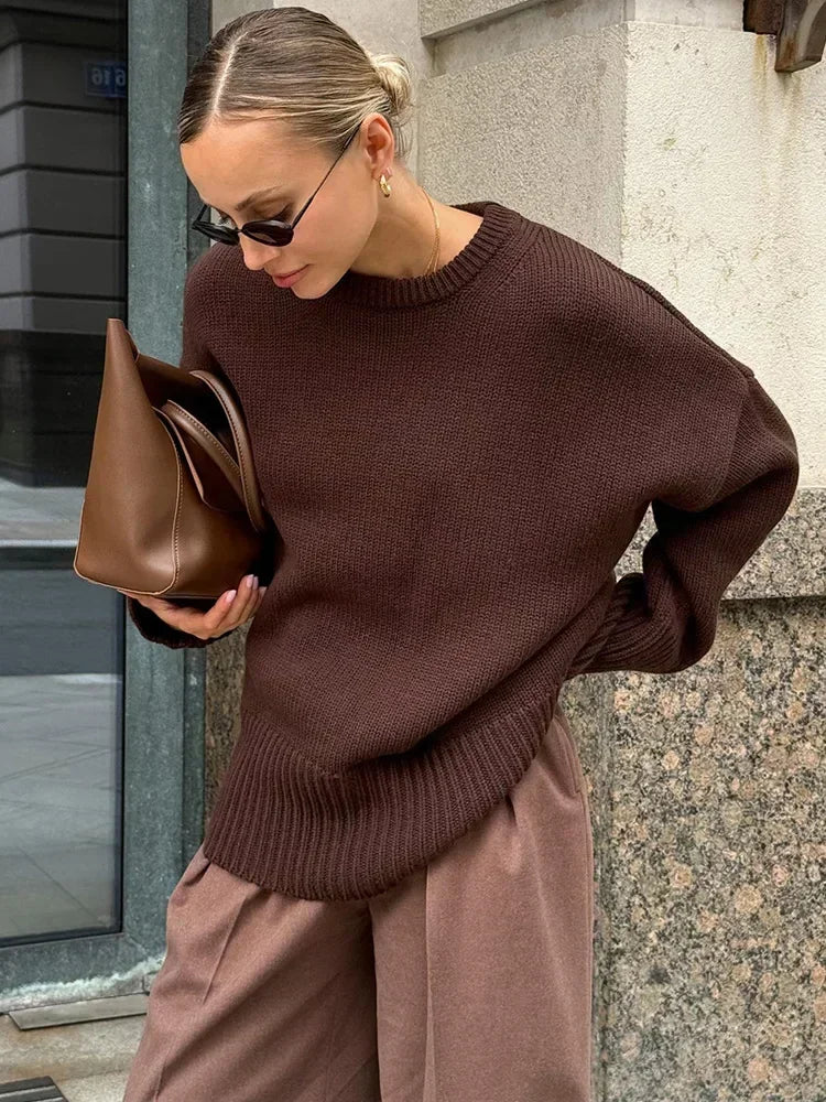 Pull Coupe Oversize Avec Encolure Dégagée Pour Femmes | Idéal Pour Tenues Quotidiennes Et Superposition