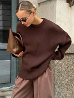 Pull Coupe Oversize Avec Encolure Dégagée Pour Femmes | Idéal Pour Tenues Quotidiennes Et Superposition