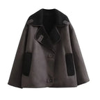 Veste d’Hiver avec Large Col et Fermeture à Boutons pour Femme | Idéale par Temps Froid