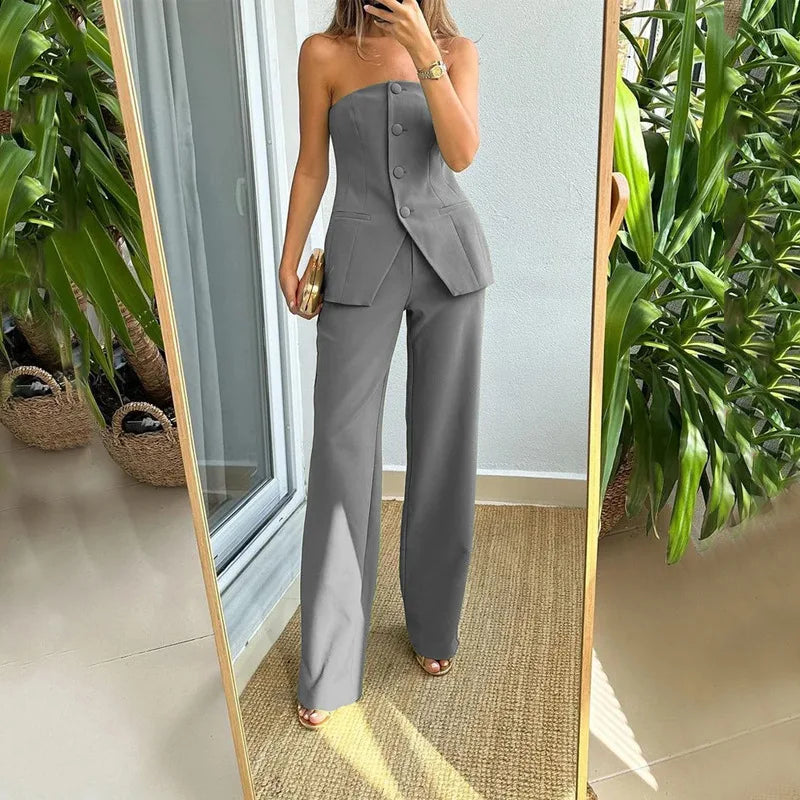 Ensemble Top Et Pantalon Sans Manches À La Coupe Décontractée Pour Femmes | Idéal Pour Une Tenue Décontractée