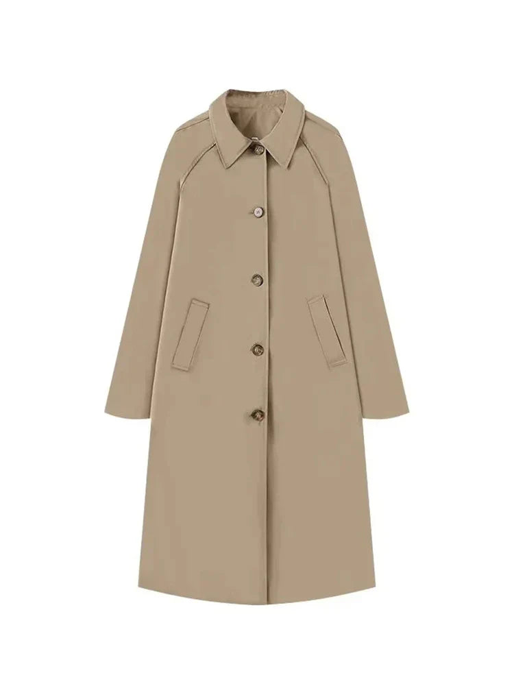 Trench-Coat Oversize à Fermeture Boutonnée et Poches pour Femmes | Ideal for Mi-Saison et Usage Quotidien