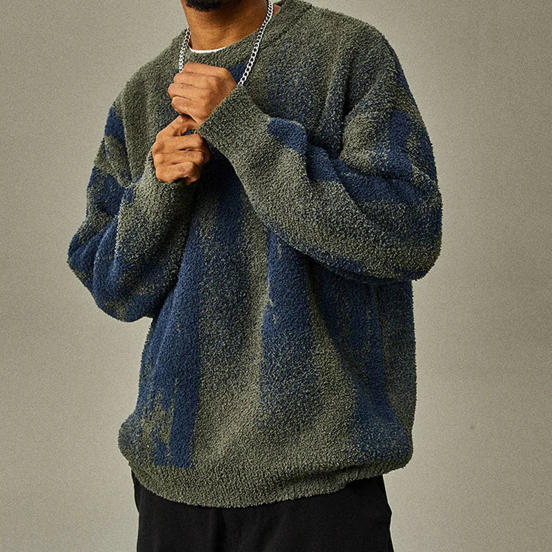 Pull En Maille À Motif Abstrait Avec Finitions Côtelées Pour Homme | Idéal Pour Usage Quotidien