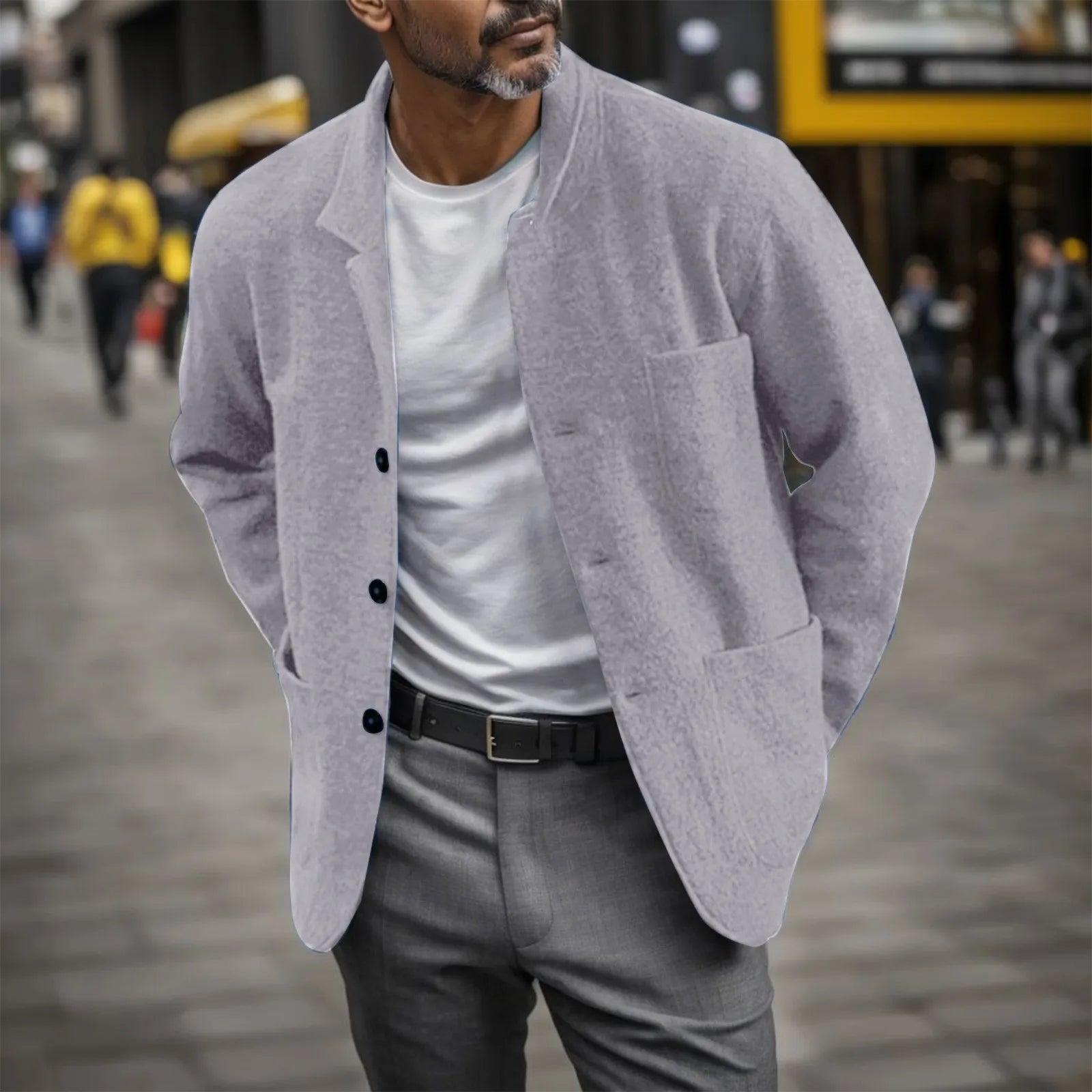 Veste À Boutons Avec Col Classique Et Poches Plaquées Pour Homme | Idéale Pour La Mi-Saison