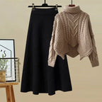 Ensemble Deux Pièces avec Pull Col Montant et Jupe Ajustée pour Femmes | Idéal pour les Sorties Décontractées et les Occasions Formelles