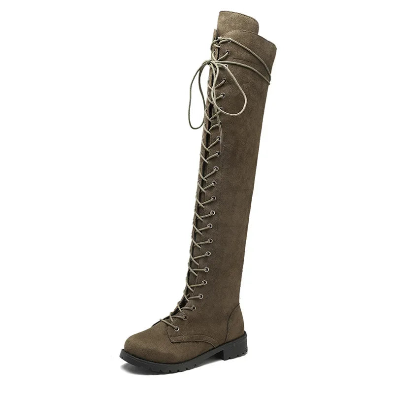 Bottes au-Dessus du Genou avec Laçage pour Femme | Idéal pour Usage Quotidien