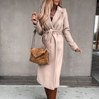 Manteau Long Ceinturé avec Col Large pour Femme | Idéal pour l’Hiver