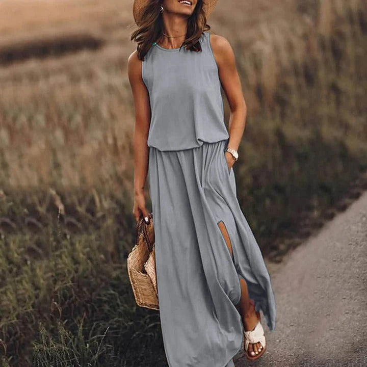 Robe Longue Noire avec Fente Haute pour Femme | Idéale pour les Soirées