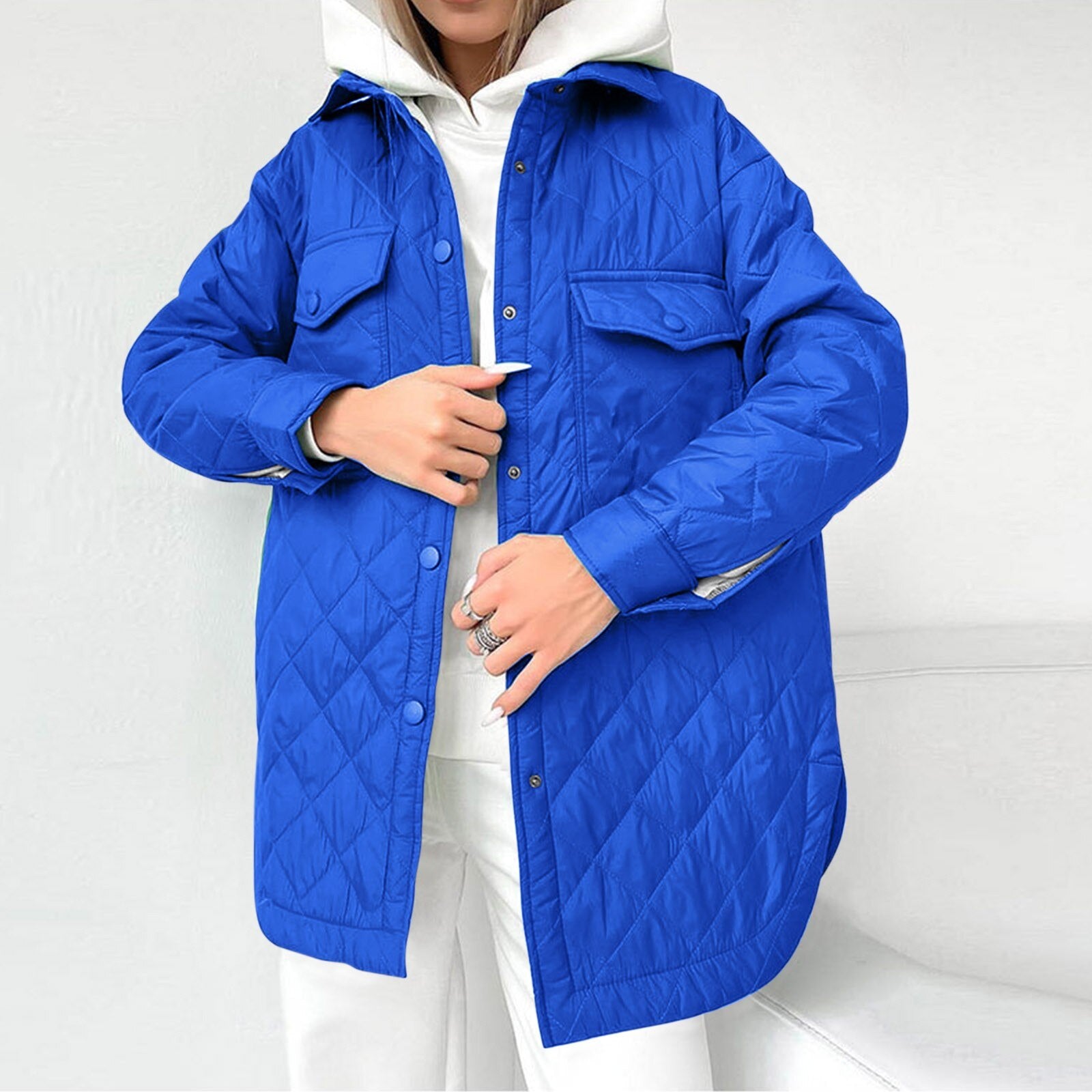 Veste Longue Matelassée avec Fermeture À Pressions pour Femmes | Idéale pour L’Hiver
