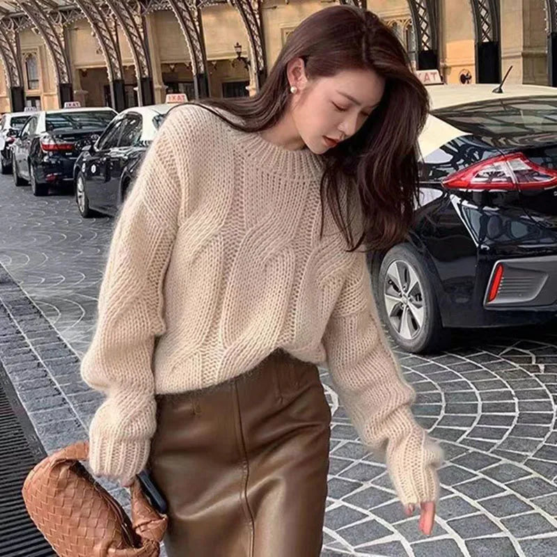 Pull À Col Rond avec Coupe Ample pour Femme | Idéal pour L’Hiver
