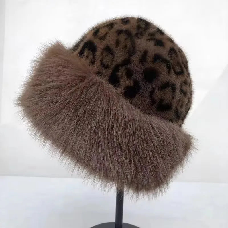 Chapeau à Motif Léopard avec Bord Doux pour Adultes | Idéal pour l’Hiver