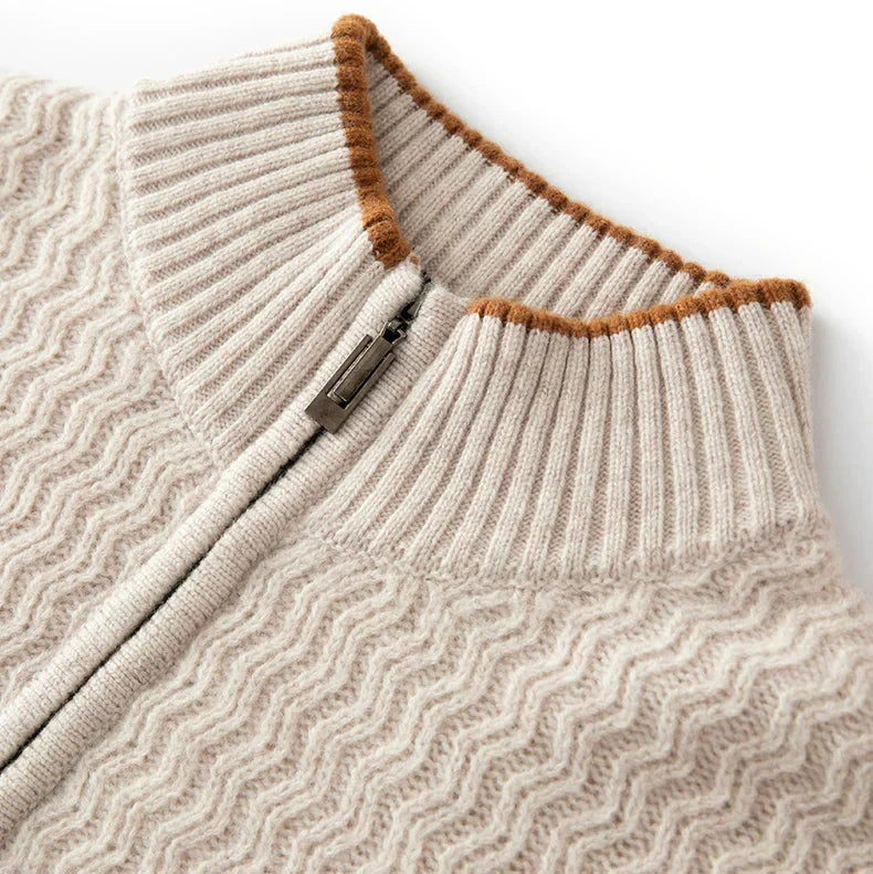 Pull En Maille Avec Col Demi-Zip Et Détails Côtelés En Zigzag Pour Homme | Idéal Pour La Superposition Quotidienne