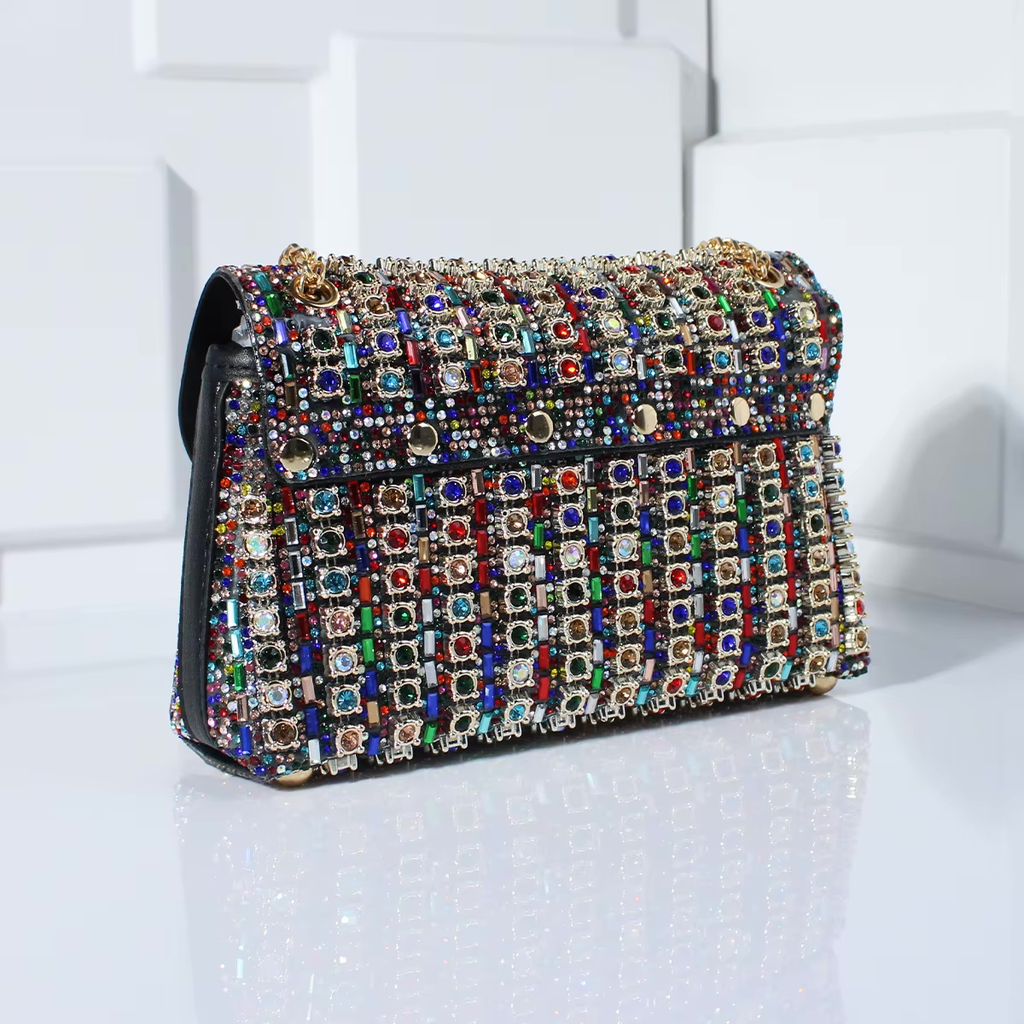 Mini Sac avec Strass et Chaîne Dorée pour Femme | Idéal pour les Soirées