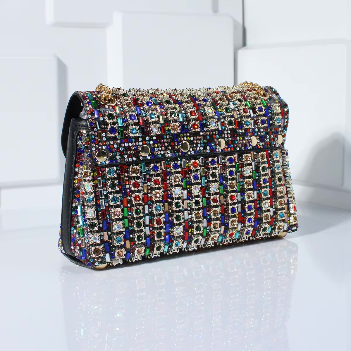 Mini Sac avec Strass et Chaîne Dorée pour Femme | Idéal pour les Soirées