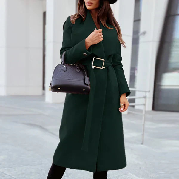 Manteau Long Ceinturé avec Col Large pour Femme | Idéal pour l’Hiver