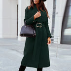Manteau Long Ceinturé avec Col Large pour Femme | Idéal pour l’Hiver